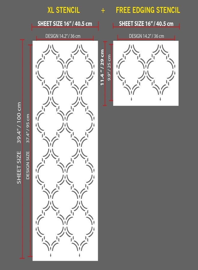 PINKIPO , Moroccan Elegant , (16"x40") XL Stencil, Ethnic Large Wall Stencil, Classic Geometric Wall Stencils for Painting, Stencils for Walls, Moroccan Wall Stencil - Image 2